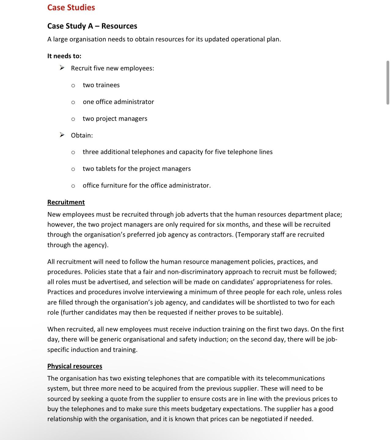recruitment section, assess two different factors within the plan that may have