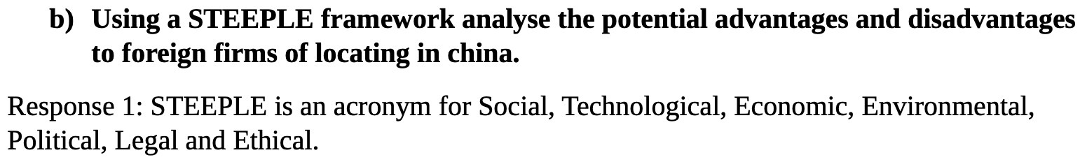 b) Using a STEEPLE framework analyse the potential advantages and disadvantages