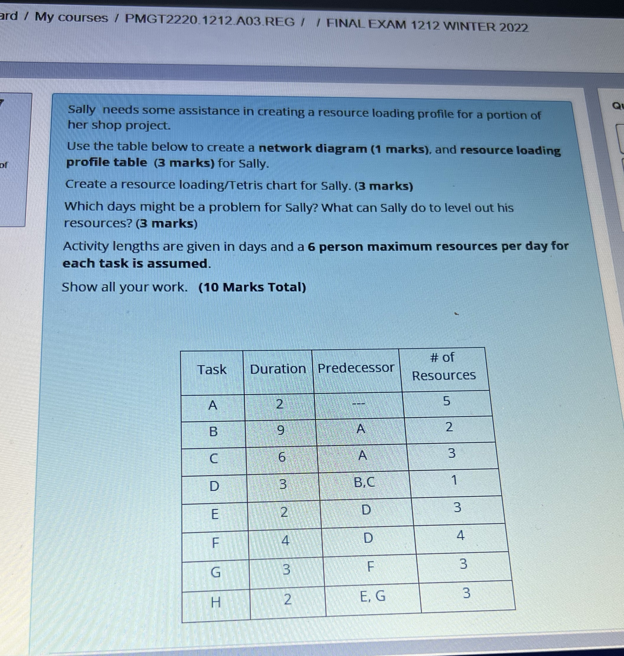  ard / My courses / PMGT2220.1212.A03.REG / / FINAL EXAM 1212