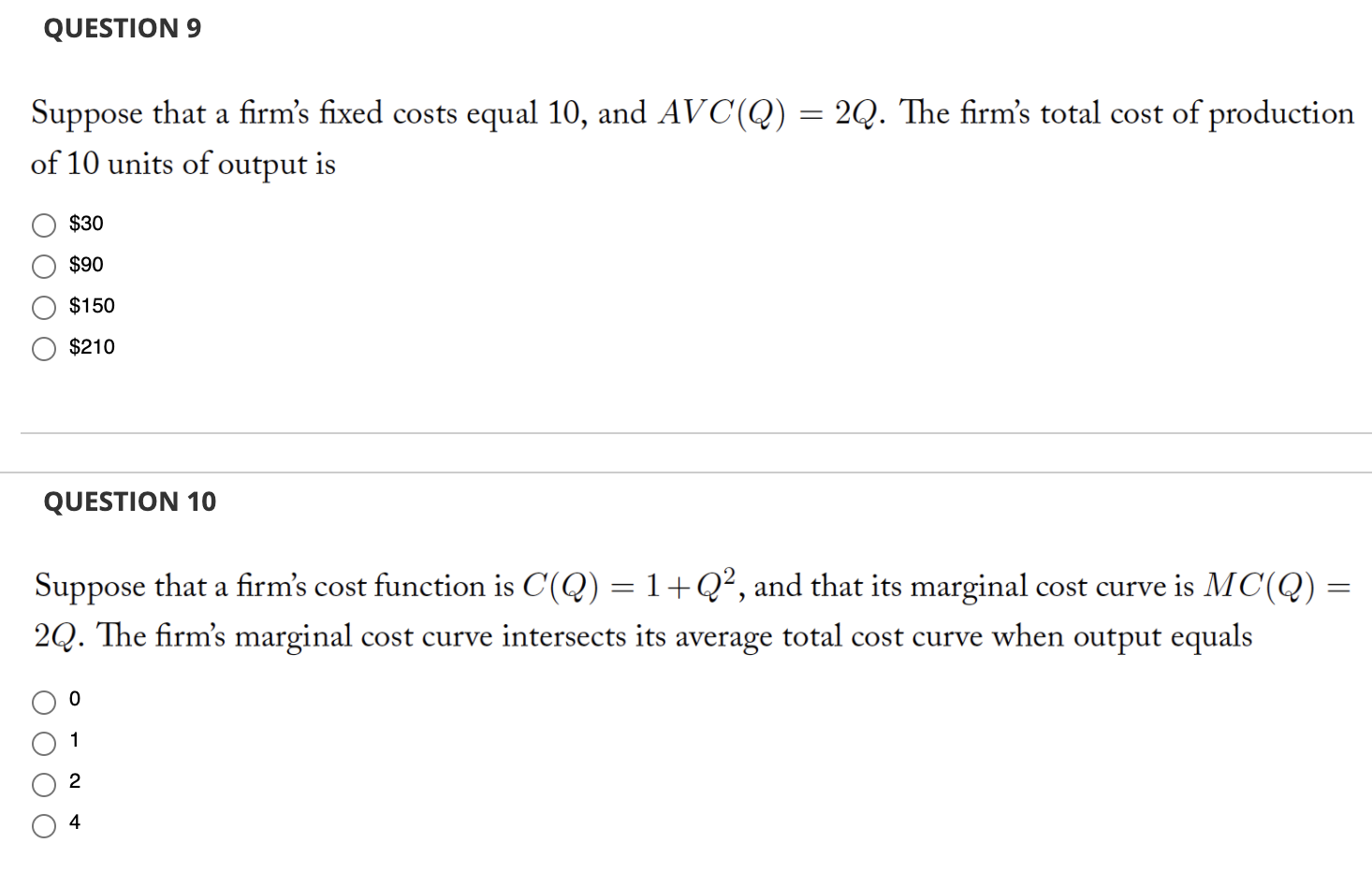 = VK L, where capital is xed at K = 4. The