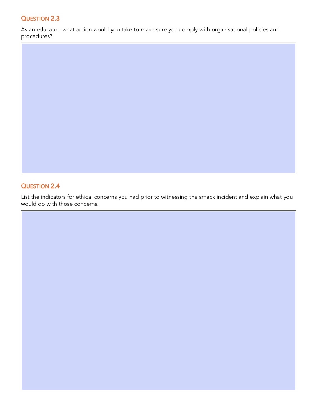 QUESTION 2.3 As an educator, what action would you take to