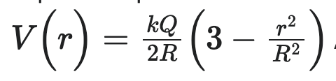 The potential for the interior of a non-conductive solid sphere (r fig.