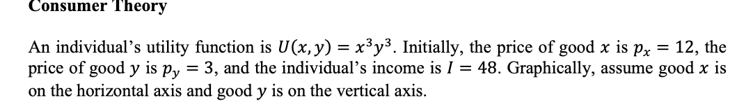 Consumer Theory A11 individual's utility function is U (x, y) =