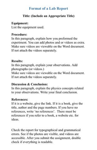 InstructionsWrite a report explaining your experiment. The report must be in essay