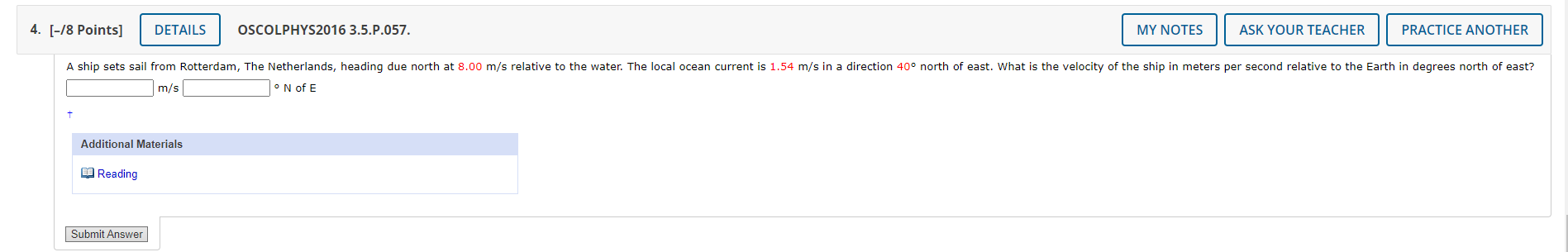  4. [-/8 Points] DETAILS OSCOLPHYS2016 3.5.P.057. MY NOTES ASK YOUR TEACHER