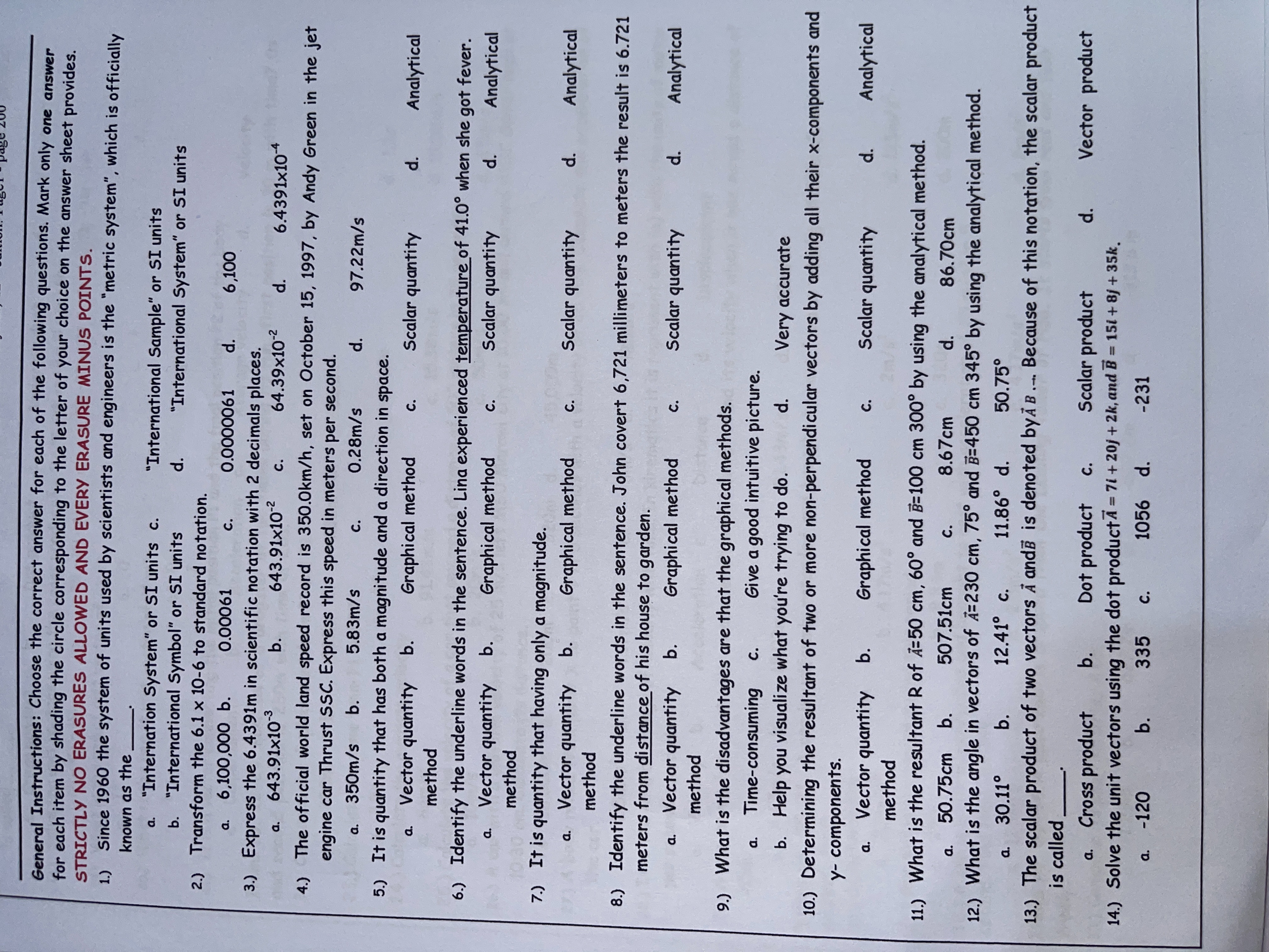 Please help me to answer this questions General Instructions: Choose the correct