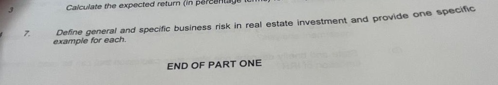 Calculate the expected return (in percentage 7. Define general and specific