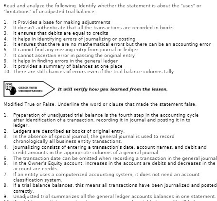  Read and analyze the following. Identify whether the statement is about