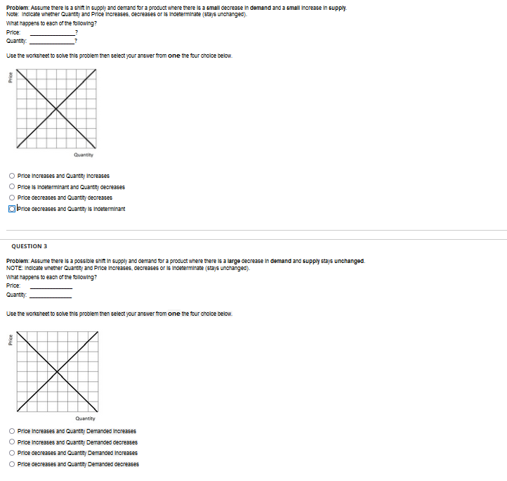  Problem: Assume there Is a shift In supply and demand for