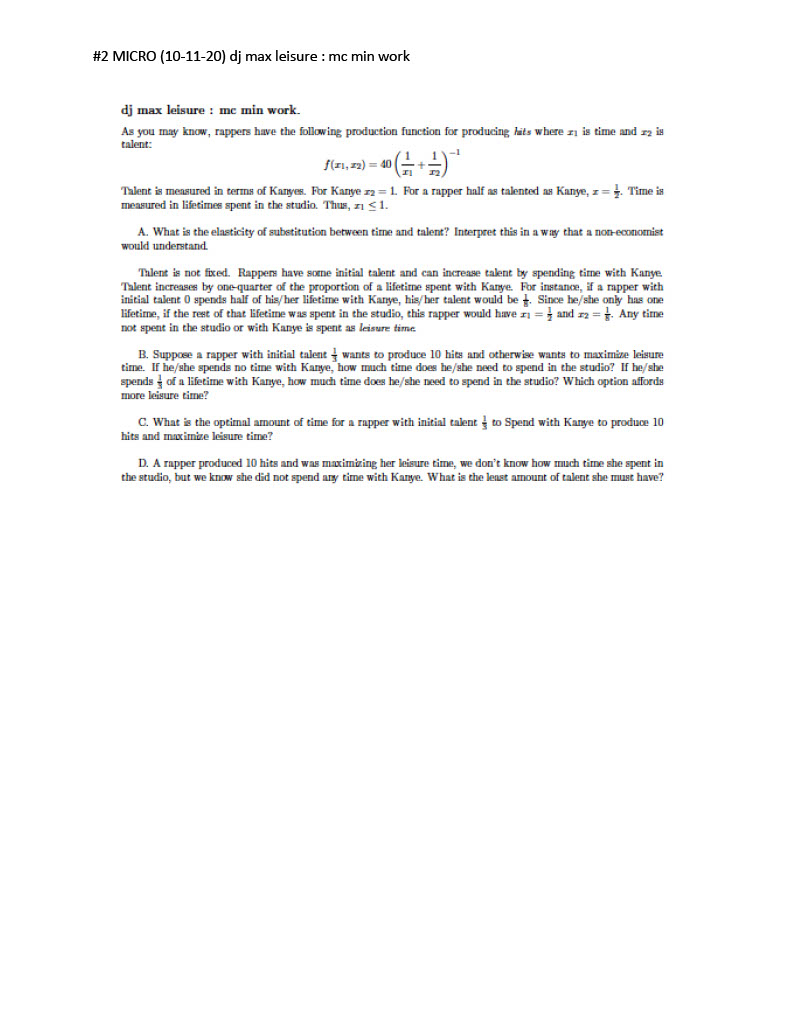 Please provide a step-by-step solution to the attached problem. #2 MICRO (10-11-20)