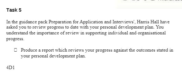  Task 5 In the guidance pack Preparation for Application and Interviews',