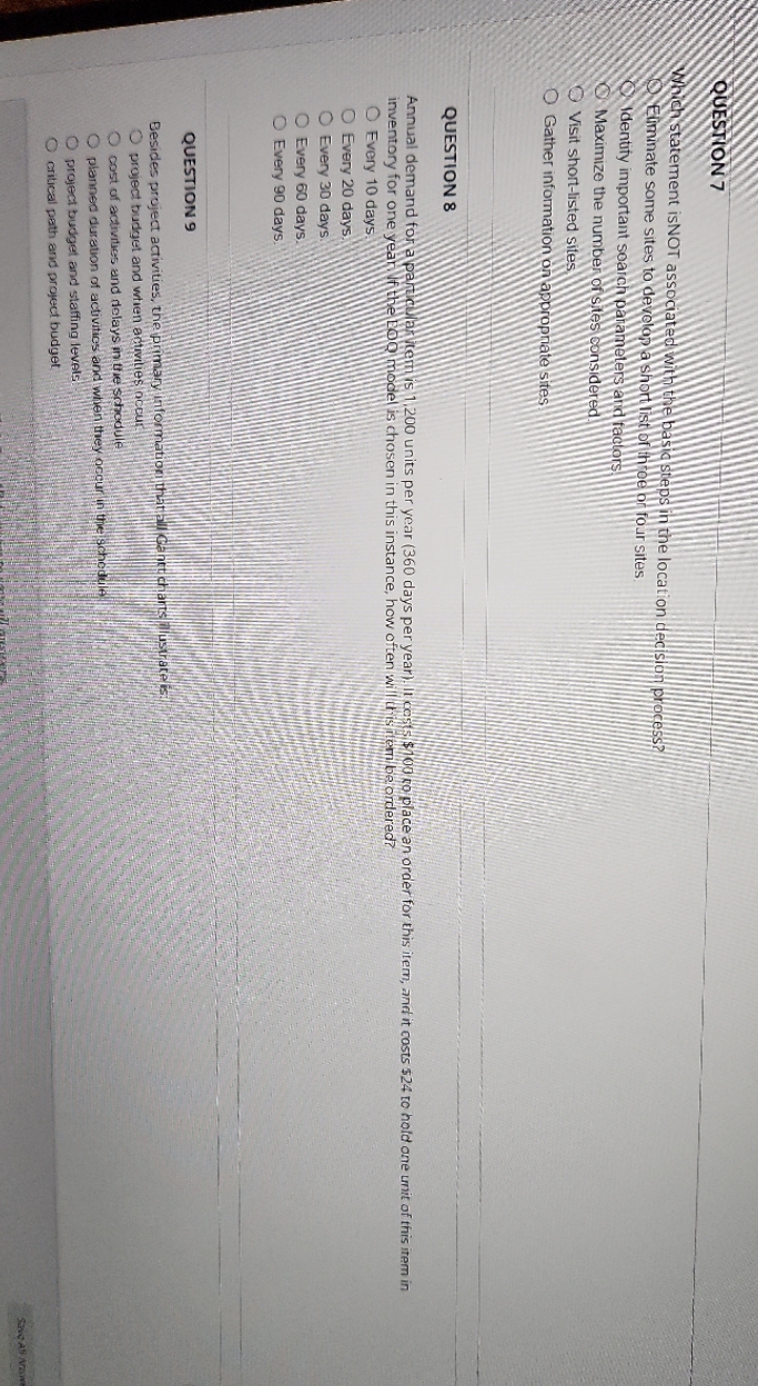 20 min left QUESTION 7 Which statement isNOT associated with the basic
