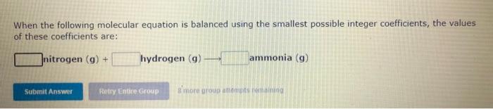 integer coefficients, the values of these coefficients are: chlorine(g)+water(1)hydrochloricacid(aq)+ When the following
