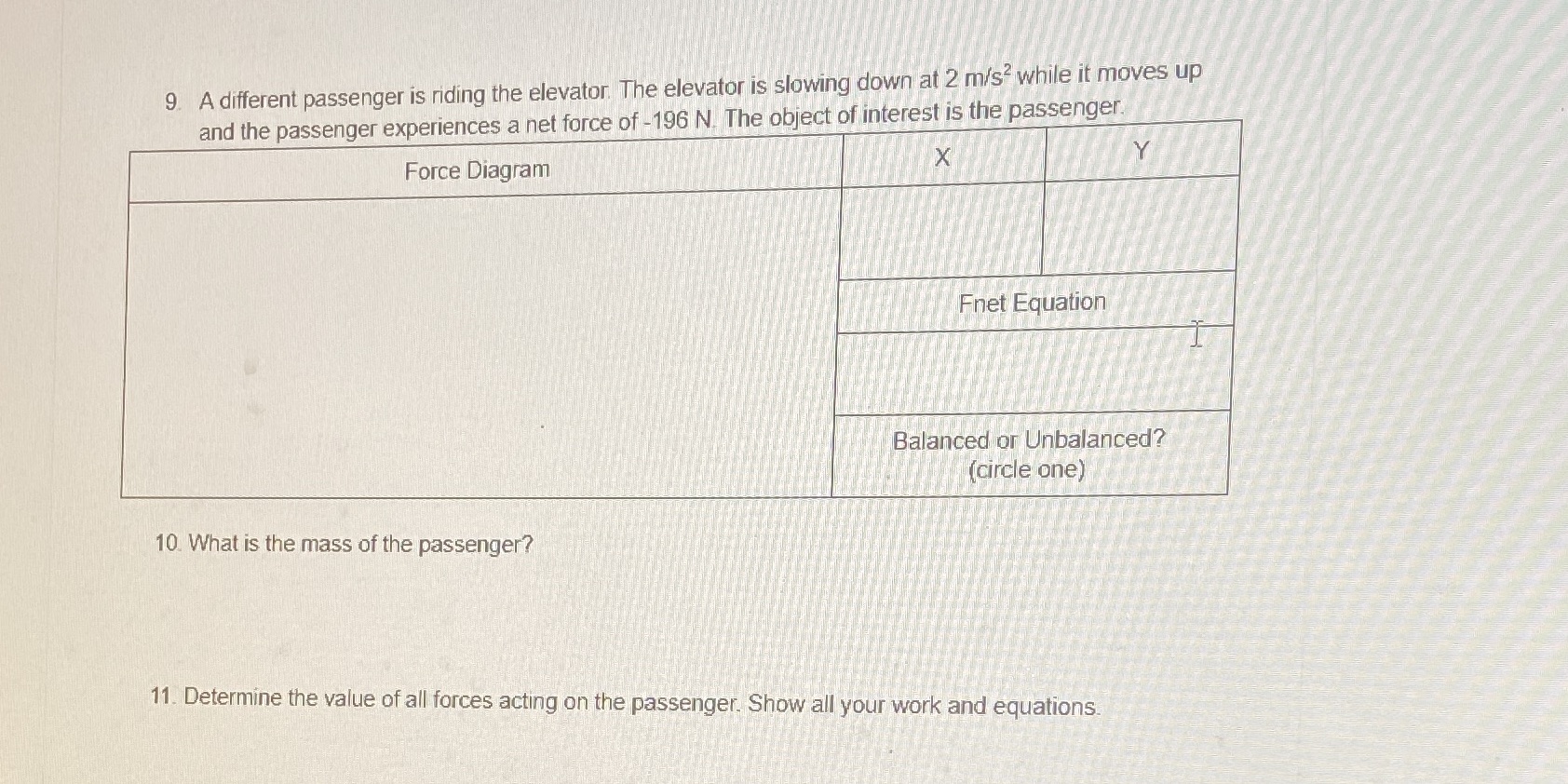 9. A different passenger is riding the elevator. The elevator is