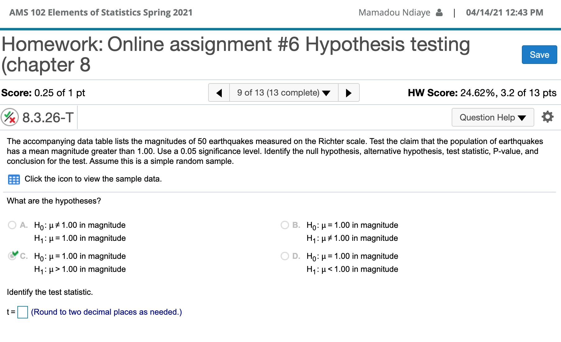 a 90% condence interval for estimating the population mean u. Click here