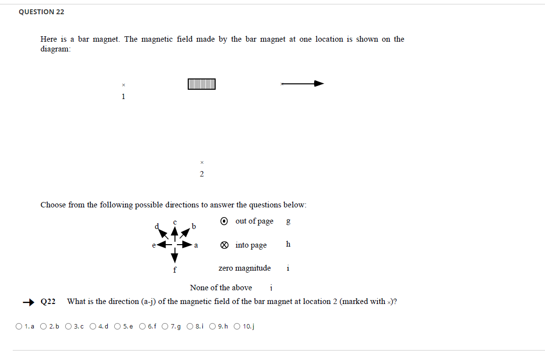 magnet. The magnetic field made by the bar magnet at one location