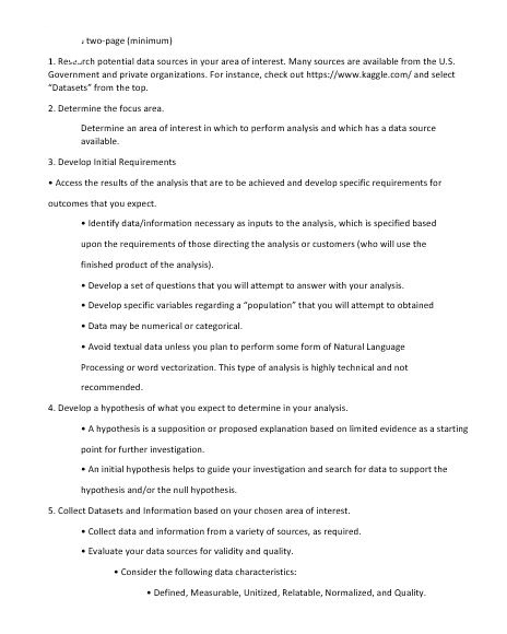  . two-page (minimum] 1. Research potential data sources in your area