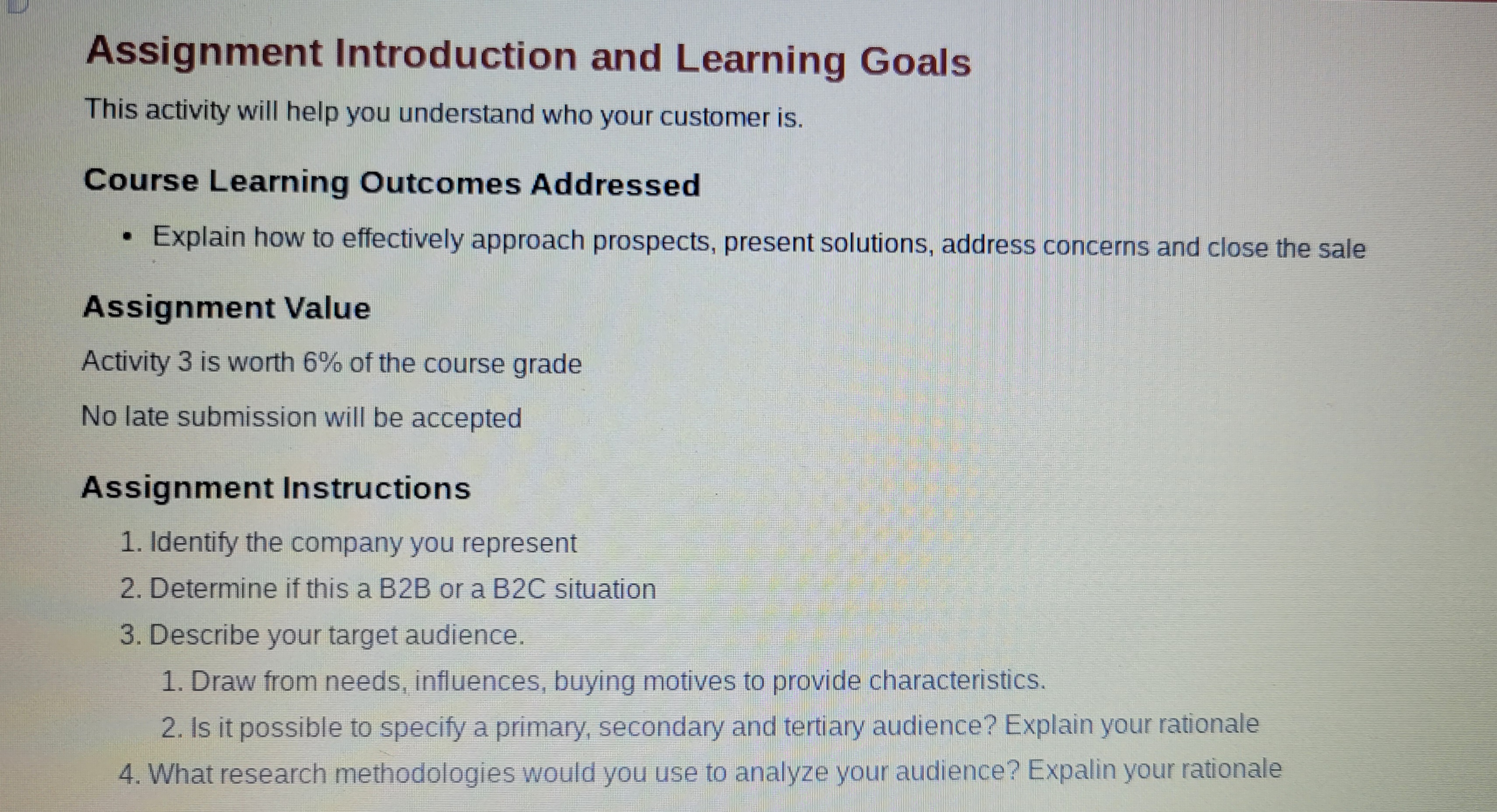 Assignment Introduction and Learning Goals This activity will help you understand