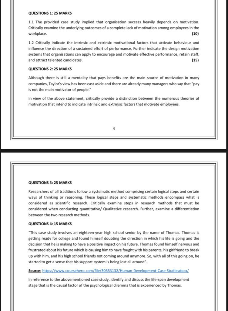  QUESTIONS 1: 25 MARKS 1.1 The provided case study implied that