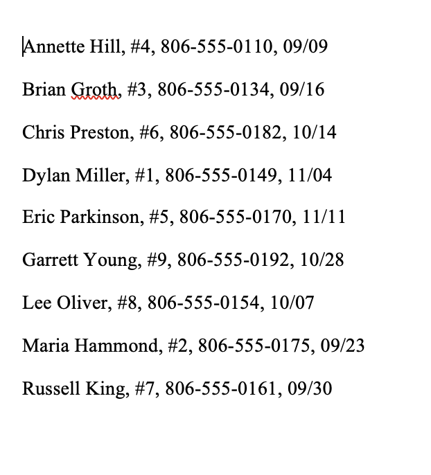 of a soccer team, you need to distribute a roster to all