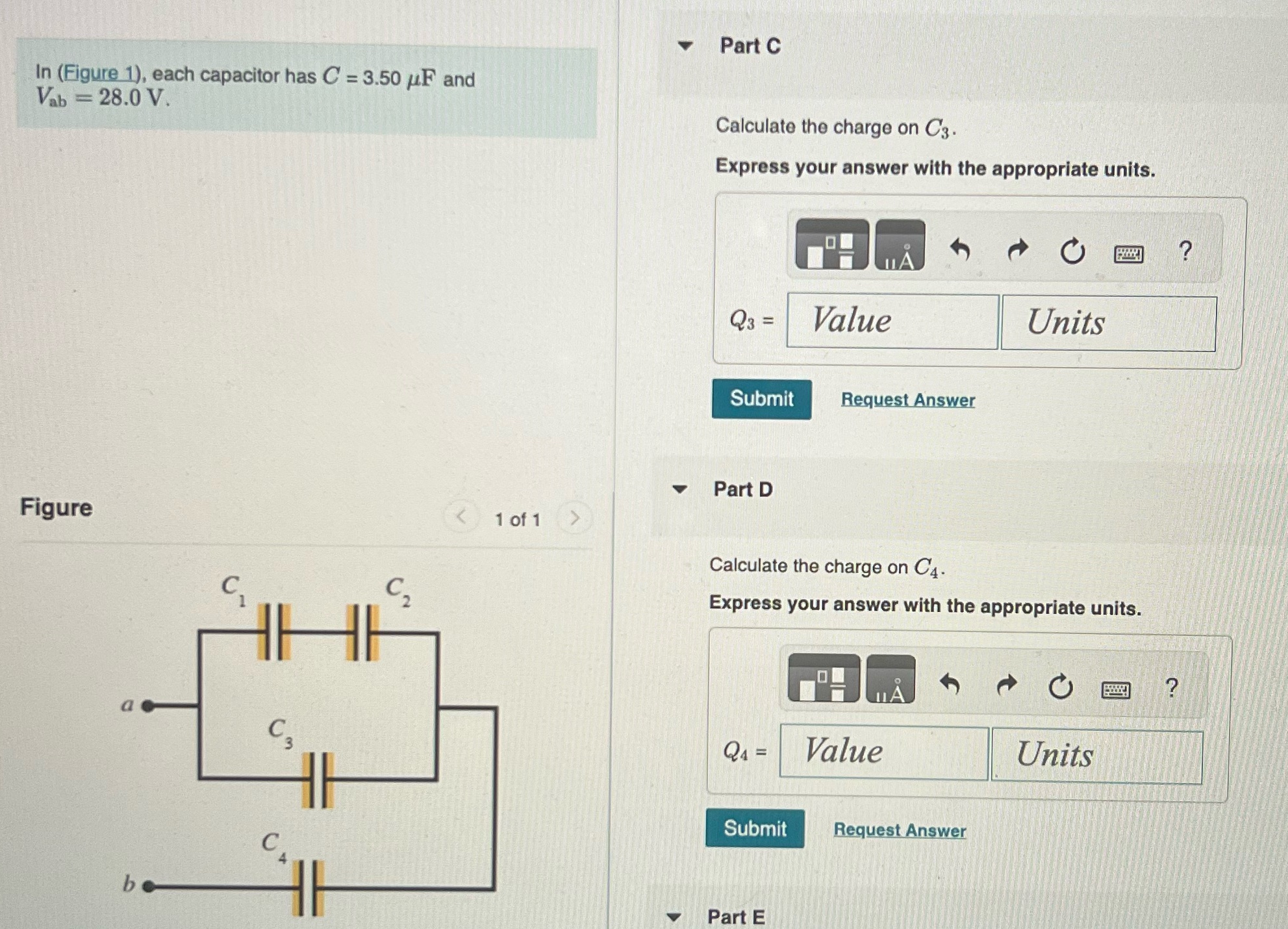 Part C In (Figure 1), each capacitor has C = 3.50