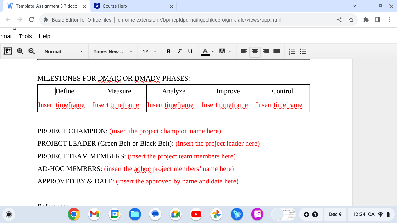 W Template_Assignment 3-7.docx X Course Hero X + X C *Basic