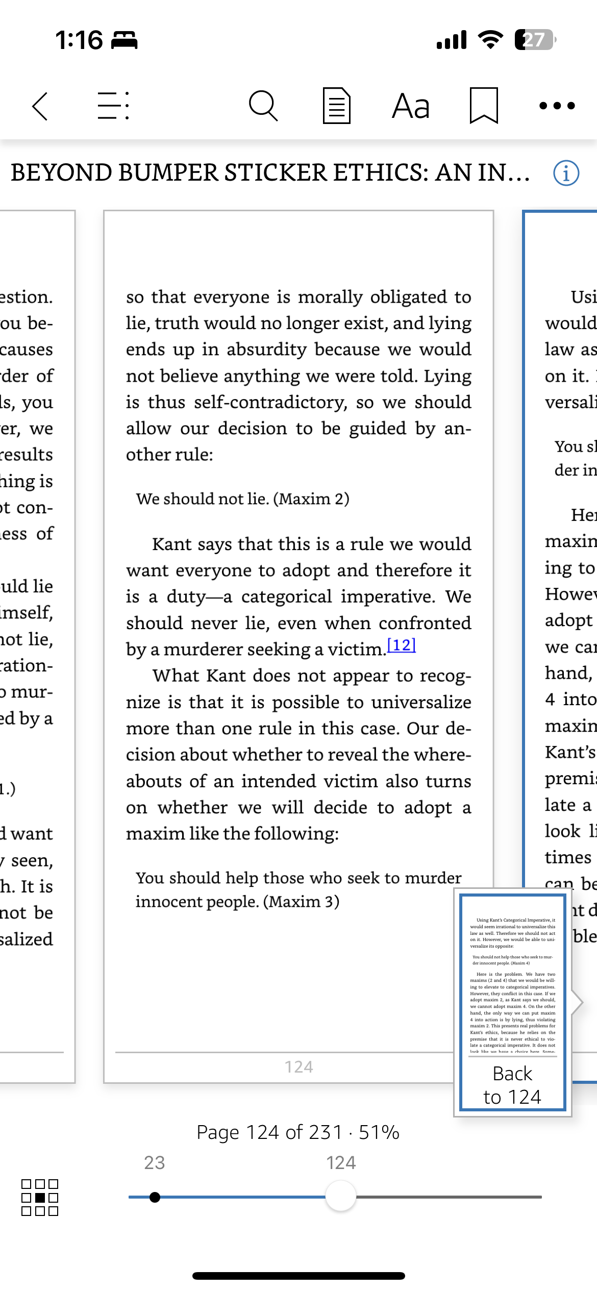 we create an acceptable ethical theory all-~ ~mp around a bumper sticker