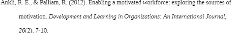  Ankli, R. E., & Palliam, R. (2012). Enabling a motivated workforce: