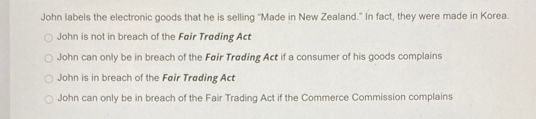 Is it option b? John labels the electronic goods that he is