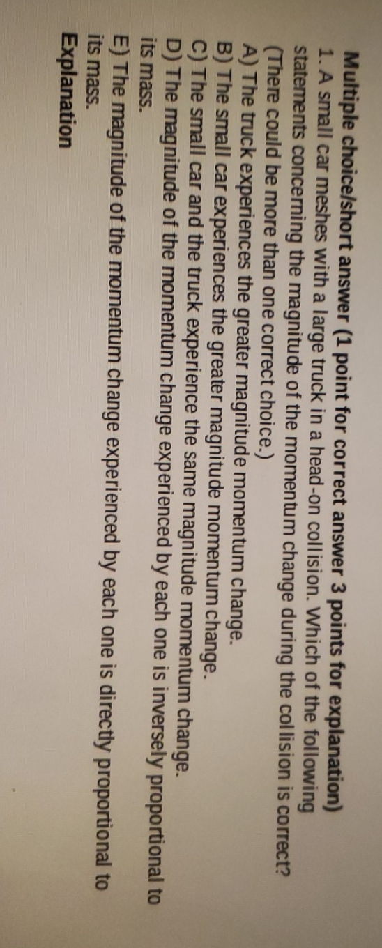 solve for me Multiple choice/short answer (1 point for correct answer 3