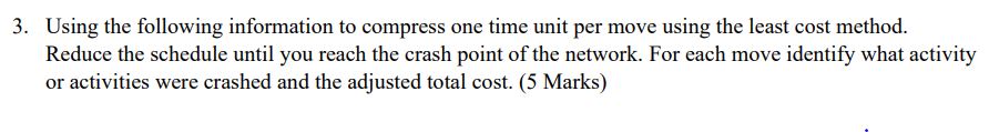 is the project duration? {5 Marks} \f3. Using the following information to