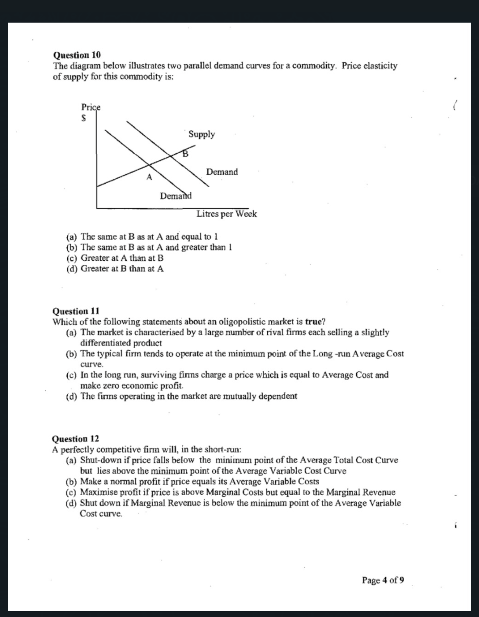 Please provide the only 1 right answer for each question . For