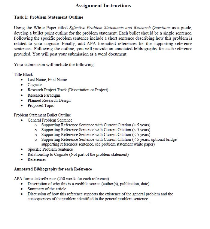 Assignment Instructions Task 1: Problem Statement Outline Using the White Paper