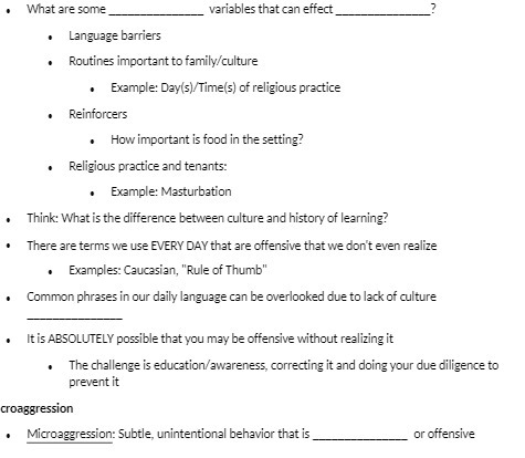  What are some variables that can effect . Language barriers Routines