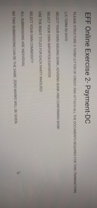  EFF Online Exercise 2- Payment-DC PLEASE STRUCTURE A TERM LETTER OF