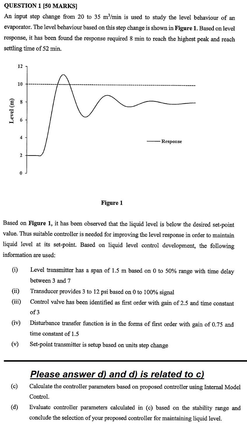  QUESTION 1 (50 MARKS] An input step change from 20 to