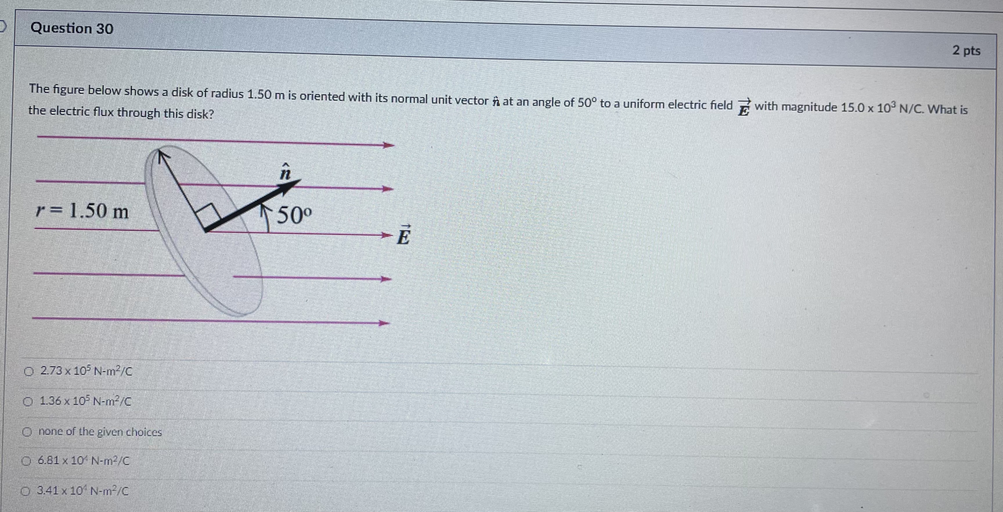  Question 30 2 pts The figure below shows a disk of