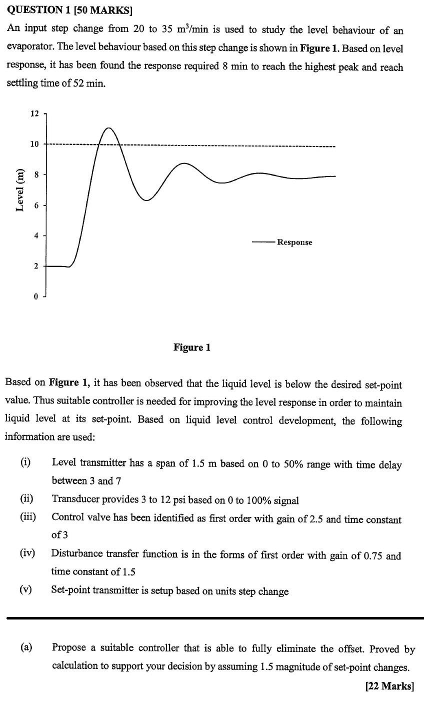  QUESTION 1 (50 MARKS] An input step change from 20 to