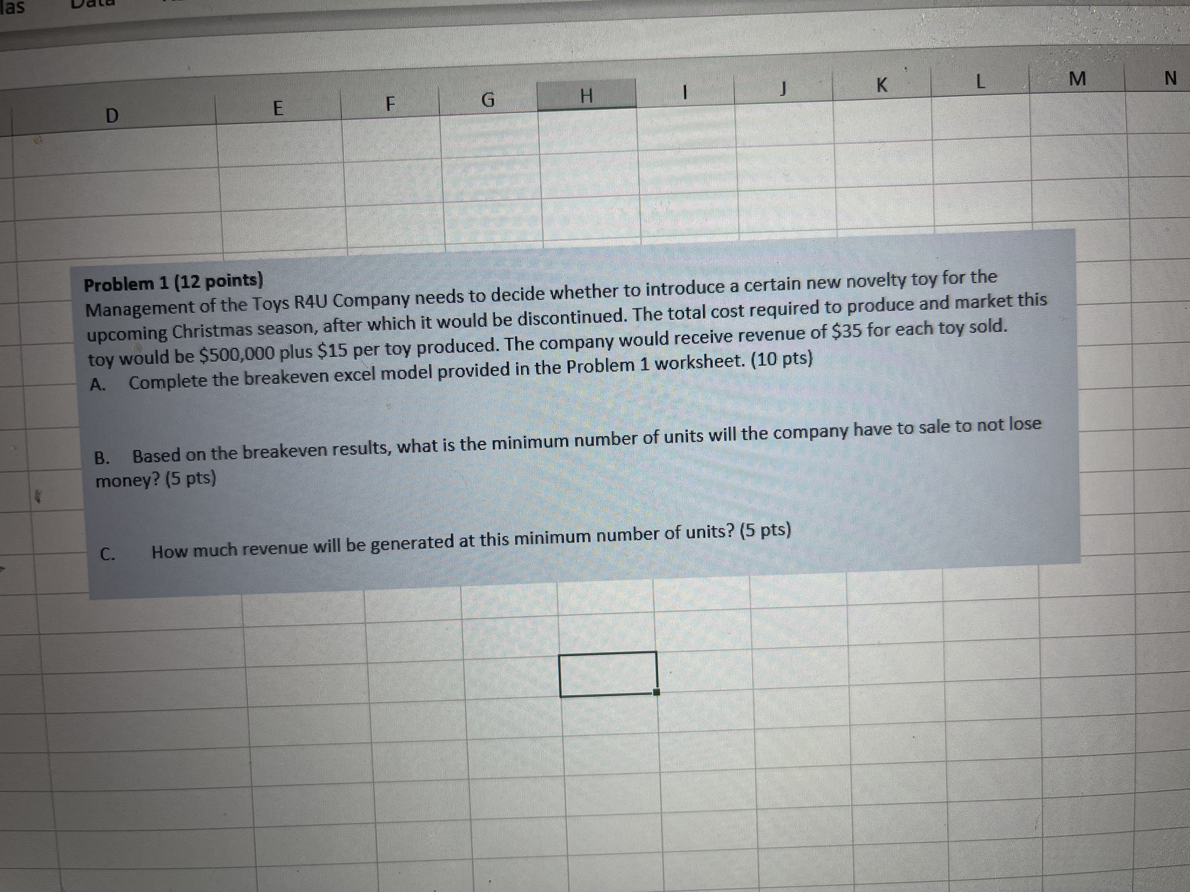 D E G H K M Problem 1 (12 points) Management