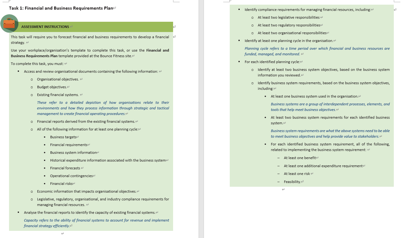 Review the template you will use to complete this task. If you