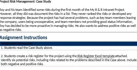  Project Risk Management: Case Study Roy and his team identified some