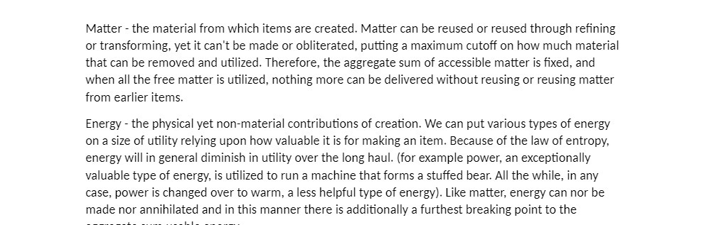 Matter the material from which items are created. Matter can be