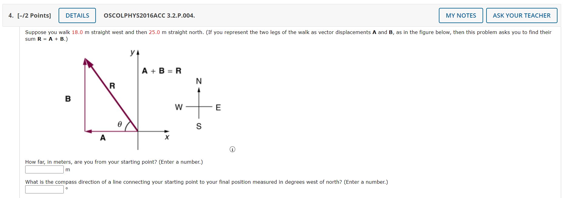  4. [-/2 Points] DETAILS OSCOLPHYS2016ACC 3.2.P.004. MY NOTES ASK YOUR TEACHER