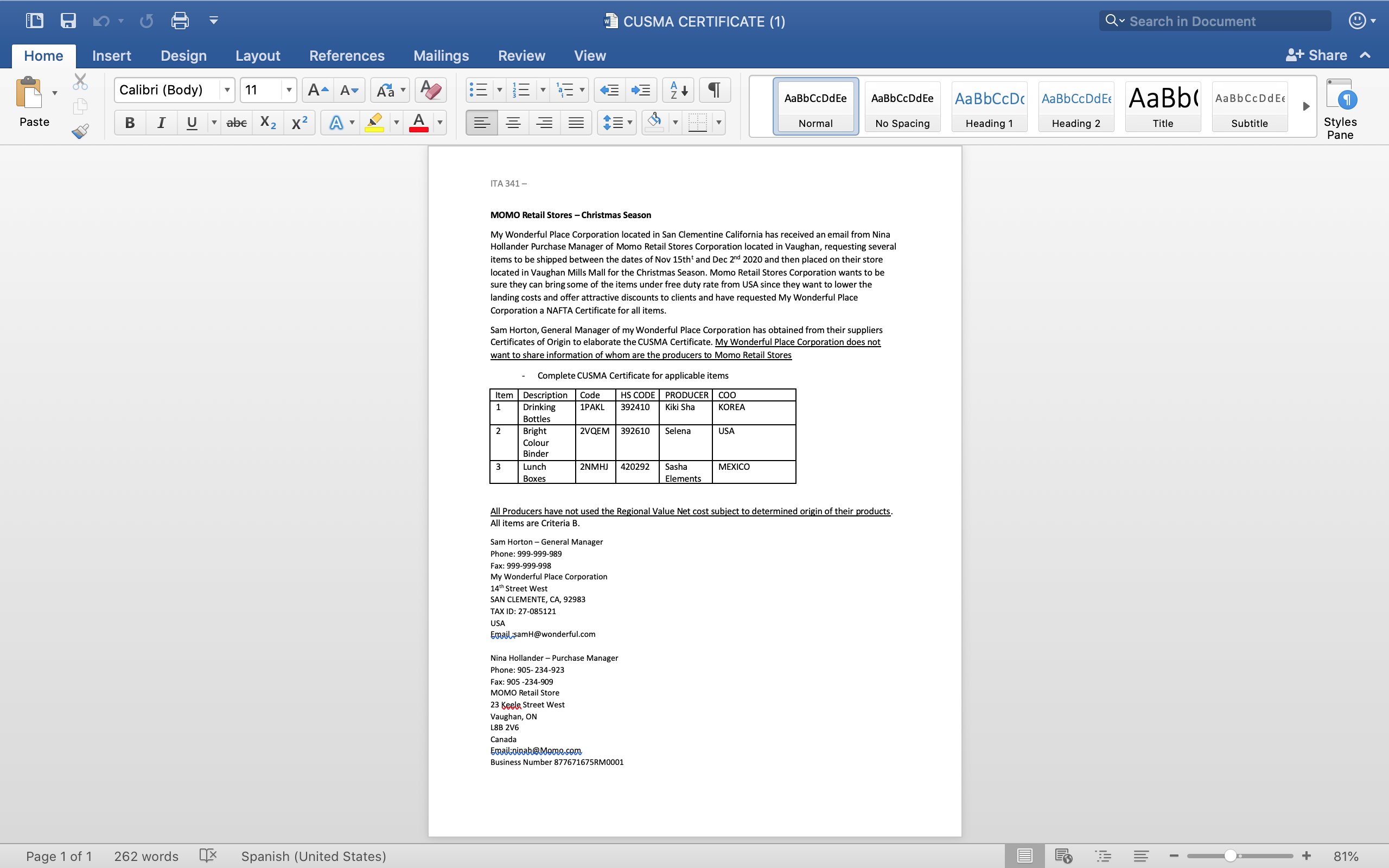 Please answer this question for me? CUSMA CERTIFICATE (1) Q Search in