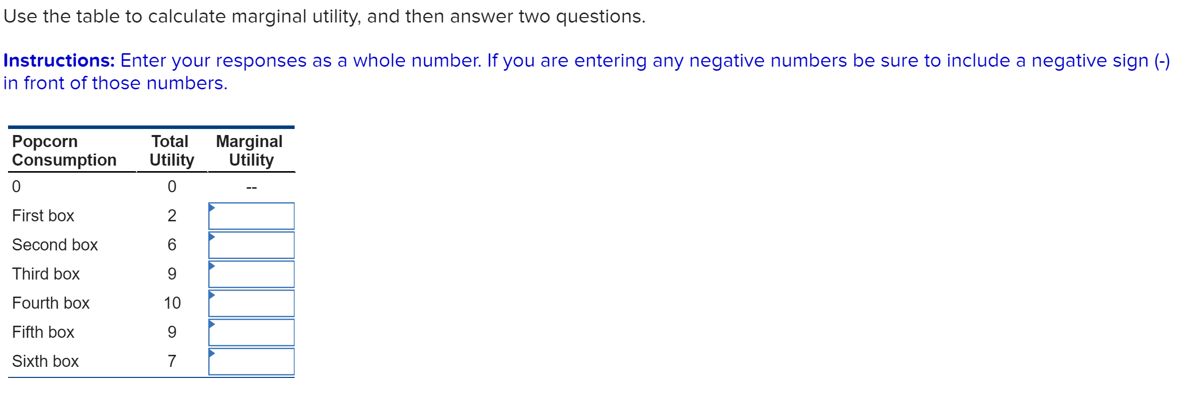 a. With which box of popcorn does marginal utility first diminish?first boxfifth