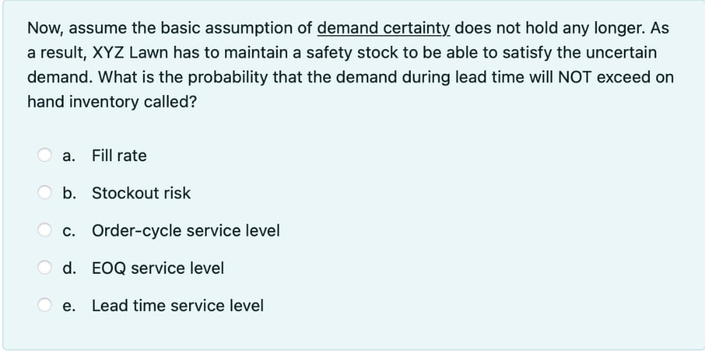  Now, assume the basic assumption of demand certainty: does not hold