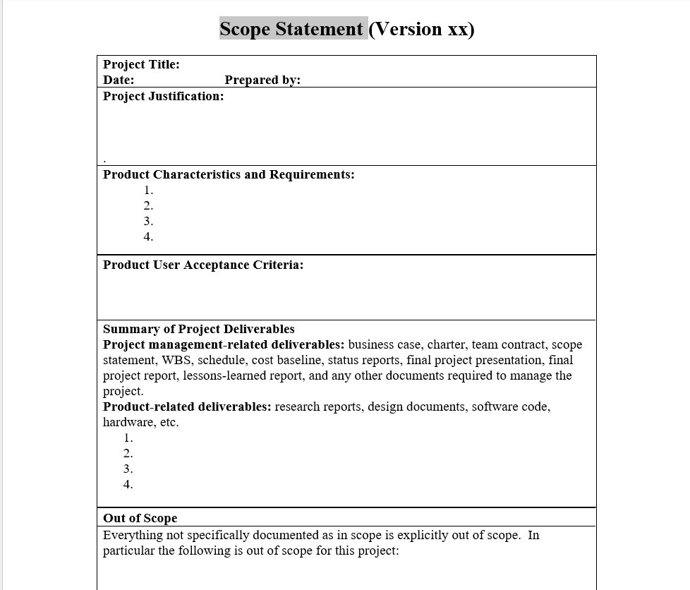 Scope Statement for hosting a wedding. Scope Statement (Version xx) Project Title: