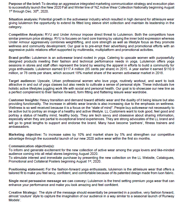 Client brief for "Cheerios" - linked attached below with screenshot example: -