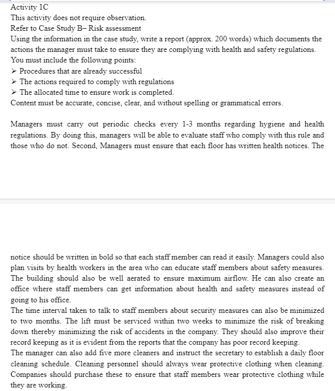 Activity 1DThis activity does require observation.This is a roleplay activity to be