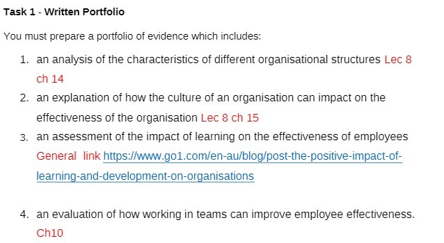 Task 1 - Written Portfolio You must prepare a portfolio of